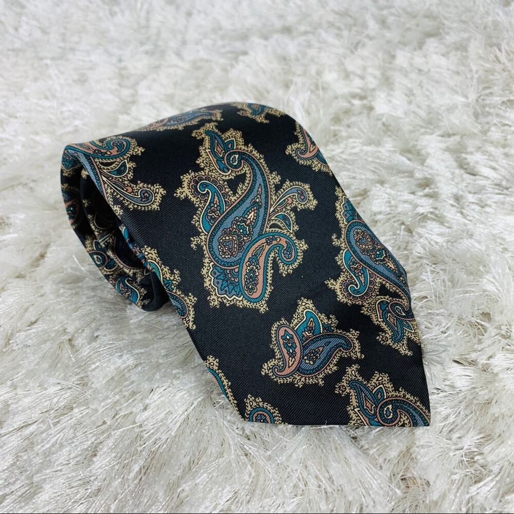 Christian Dior Navy Paisley Silk Tie USA Italy